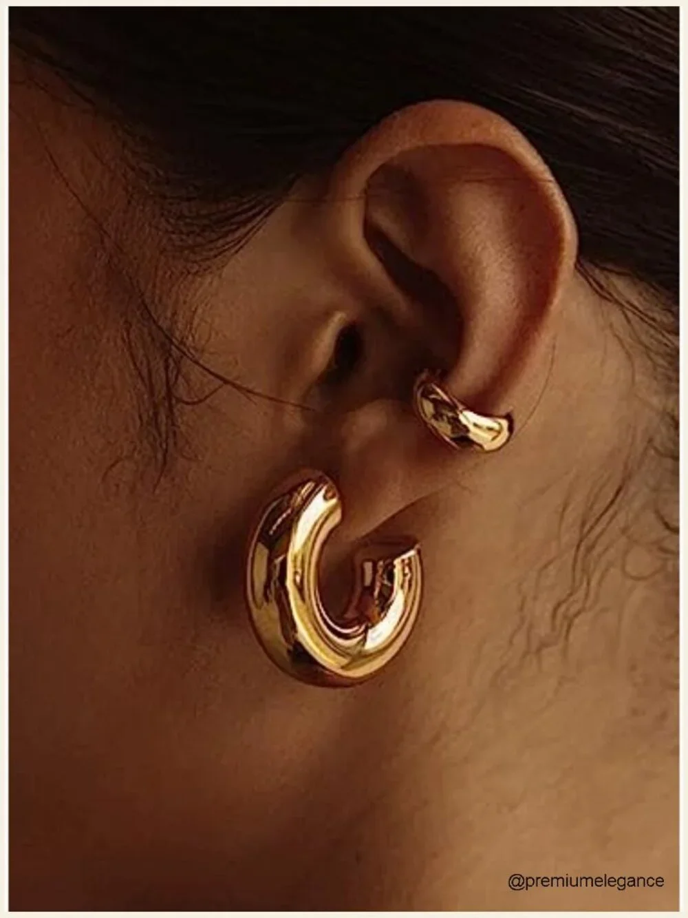 Lightweight Hollow Chunky Gold Hoop Earrings Women Waterproof Non Tarnish
